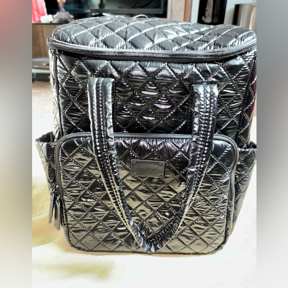 Name Brand Stylish 7AM Voyage Black Quilted Diaper Bag
